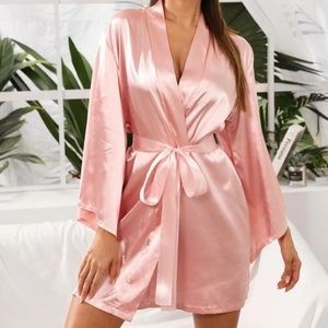 SHEIN silky pink satin robe